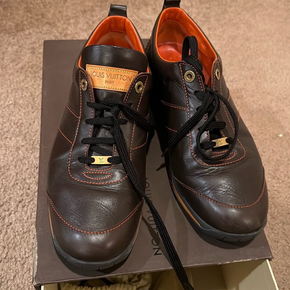 Brown and orange Louis Vuitton Vintage Sneakers. Collection pieces.